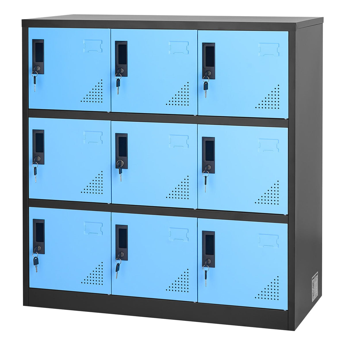 9 Doors Metal Locker, Lockable Steel Storage Cabinet, 66 lbs Loadin ...