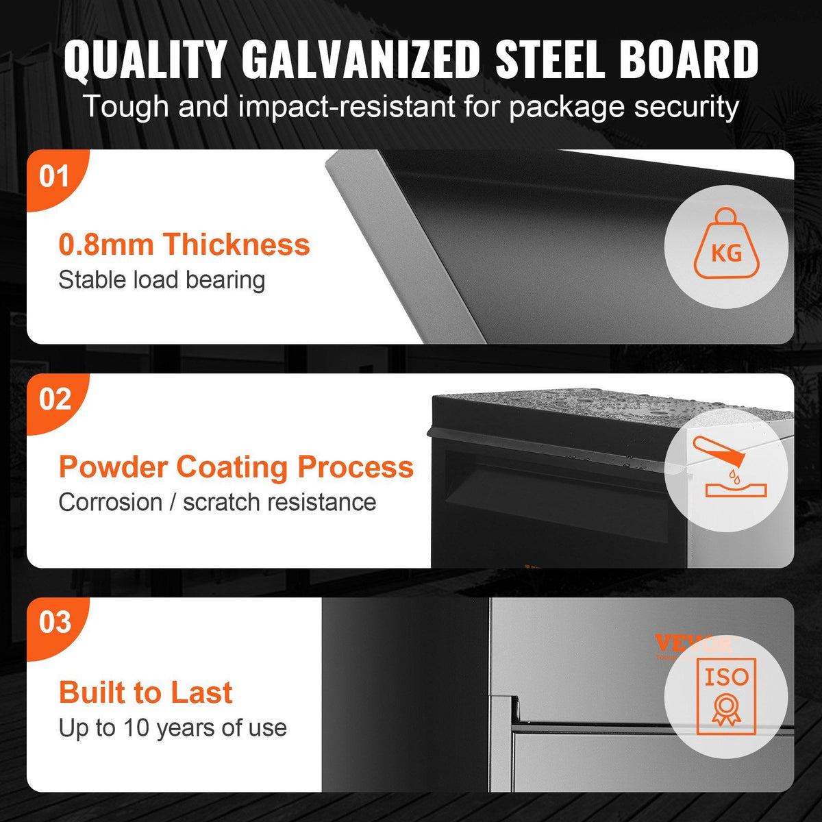 Package Delivery Boxes for Outside 13.9"x11.6"x42", Galvanized Steel D ...