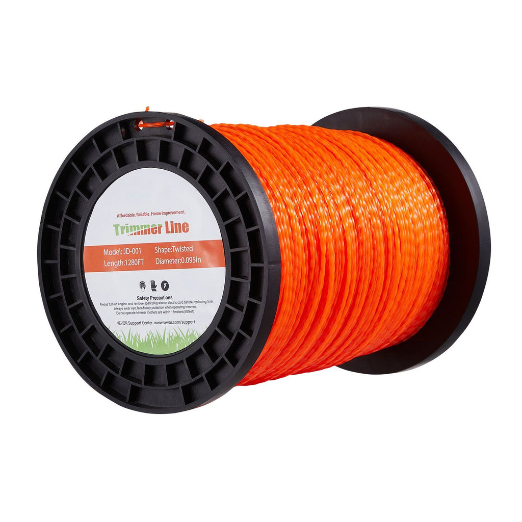 0.095 inch Orange Twist String Trimmer Line for Heavy Duty Grass Weed Eater