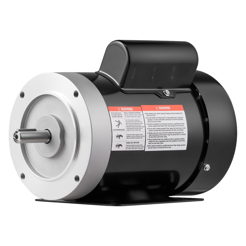0.5 HP Electric Motor, 1725RPM Air Compressor Motor, CW/CCW Rotation, 5/8 inch Shaft Diameter, 1.88inch Shaft Length, 2.07N.m Torque, Single-Phase, TEFC Cooling, 115V/230V, 56 Frame