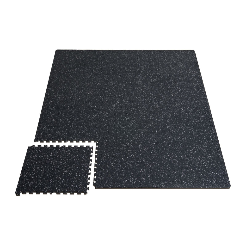 0.56 Inch Thick Gym Floor Mats, 6 Tiles Rubber Top with EVA Foam, 25" x 25" Gym Flooring Workout Mats with 25 sq.ft Coverage, Interlocking Puzzle Gym Mats for Gym, Home, Garage, Black & White