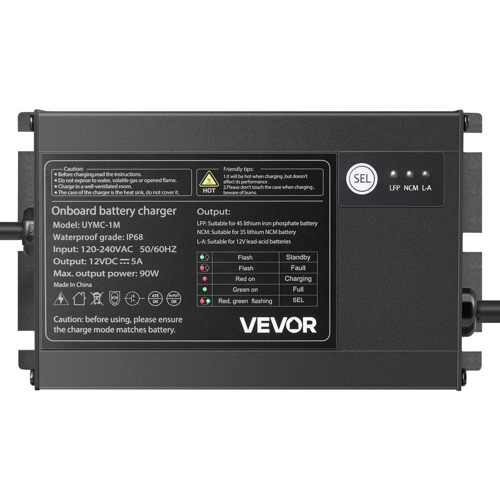 1-Bank 5A 12V Smart Marine Battery Charger Onboard IP68 Waterproof Boat RV Yacht