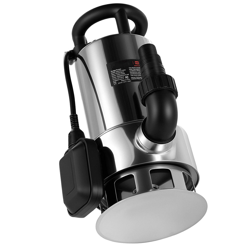 1 HP Submersible Sump Pump, 5500 GPH, Stainless Steel Submersible Sewage Dirty Clean Water Pump with Automatic Float Switch, Long Cord, 30 ft Max Lift, for Pools, Garden, Pond, Flooded Areas
