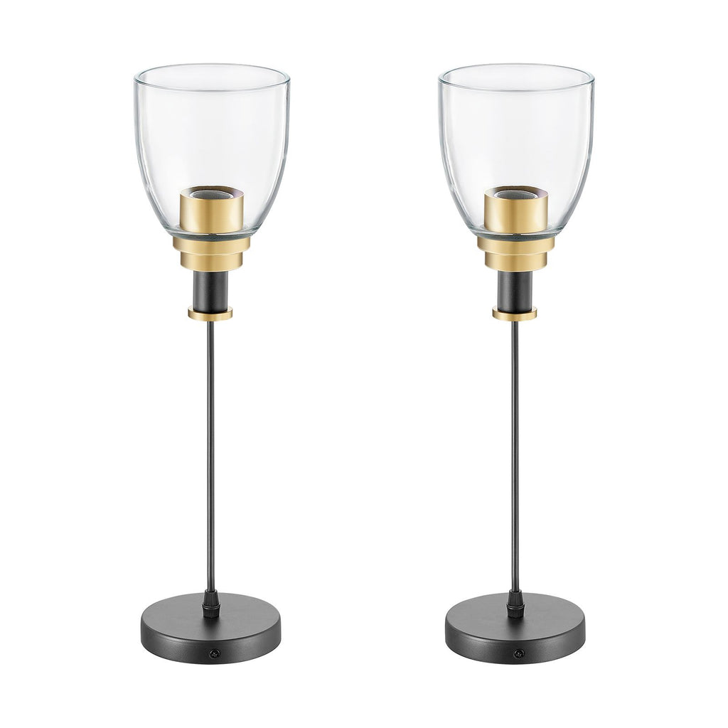 1-Light Pendant Light, 2 Pack, Kitchen Island Lights with Clear Glass Shade & Hanging Cord, Black and Gold Finish, Adjustable Height, Pendant Lighting for Bedroom, Hallway, Entryway, Kitchen