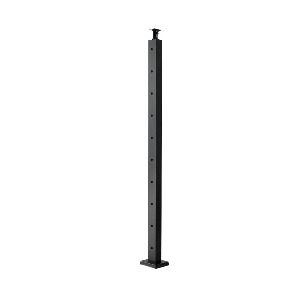 1-Pack Cable Railing Post, 36x2x2 In Horizontal-Hole Deck Railing Post with Pre-Drilled Holes, Stainless Steel Cable Rail Post with Horizontal and Curved Bracket, Black, 1JZLGZXHS9148RVYS001V0 image 2