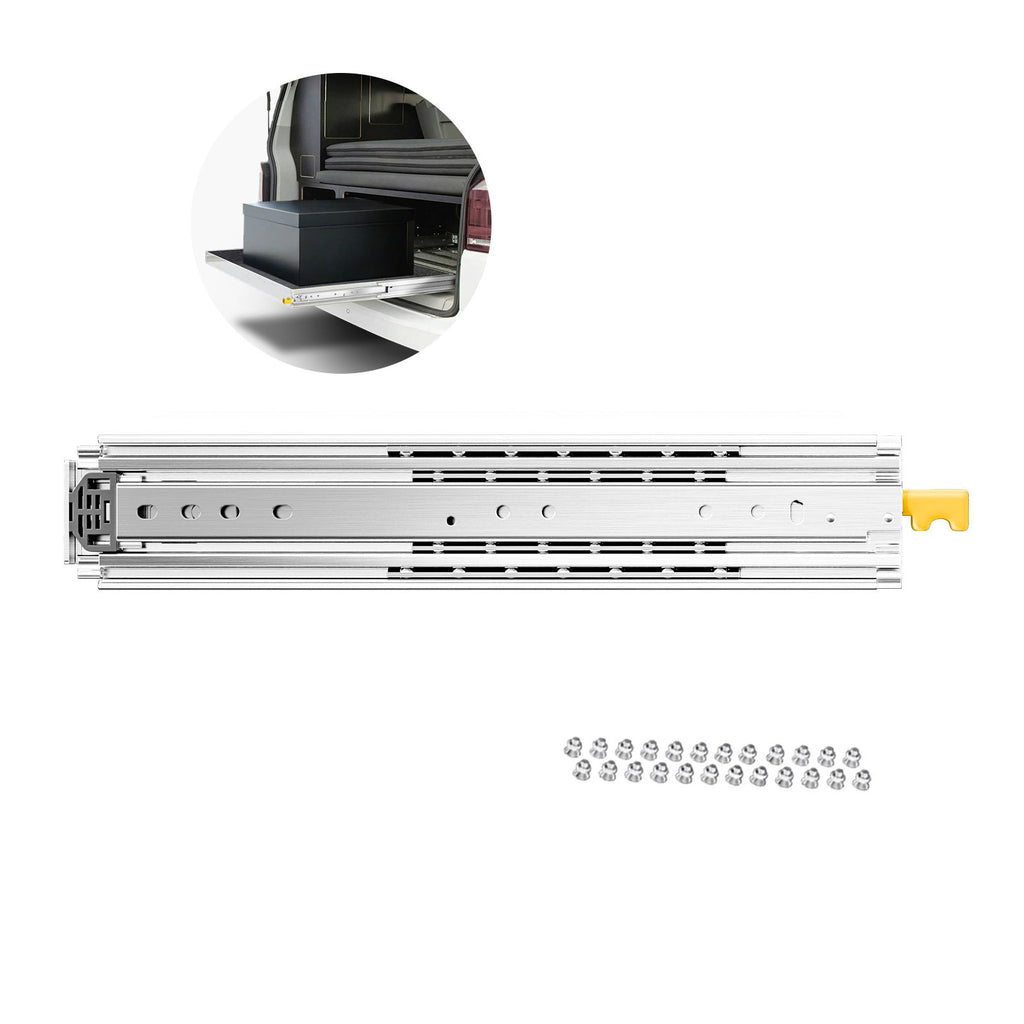 1 Pair Full Extension Drawer Slides 18 20 22 28 30 32 36 38 40 44 48 52 56 60 in, 500 lbs Load Capacity Locking Drawer Slides, Ball Bearing with Lock Side Mount Drawer Slide Rail