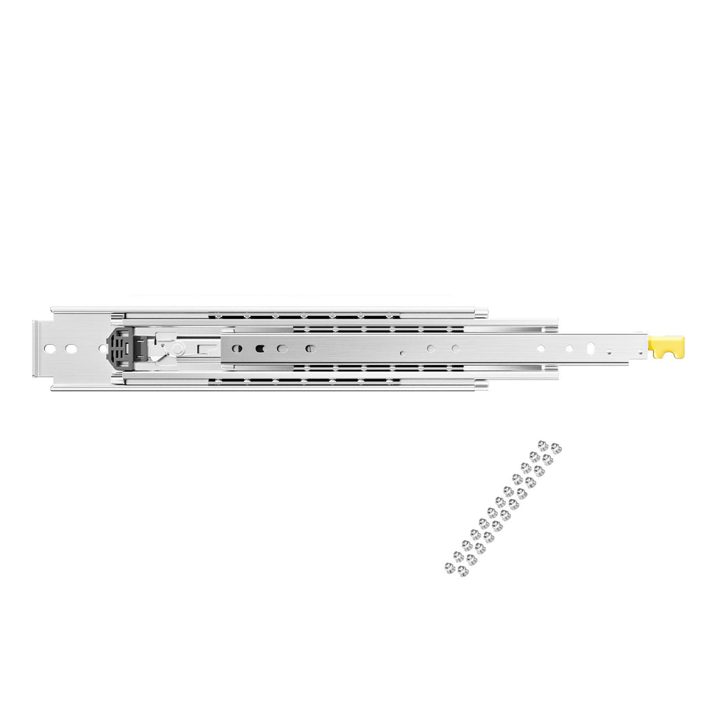 1 Pair Full Extension Drawer Slides 18 20 22 28 30 32 36 38 40 44 48 52 56 60 in, 500 lbs Load Capacity Locking Drawer Slides, Ball Bearing with Lock Side Mount Drawer Slide Rail