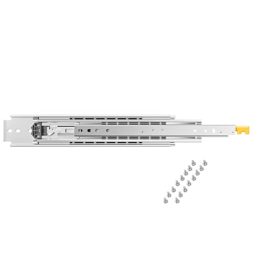 1 Pair Full Extension Drawer Slides 18 20 22 28 30 32 36 38 40 44 48 52 56 60 in, 500 lbs Load Capacity Locking Drawer Slides, Ball Bearing with Lock Side Mount Drawer Slide Rail