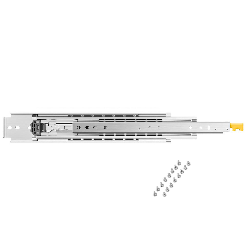 1 Pair Full Extension Drawer Slides 18 20 22 28 30 32 36 38 40 44 48 52 56 60 in, 500 lbs Load Capacity Locking Drawer Slides, Ball Bearing with Lock Side Mount Drawer Slide Rail