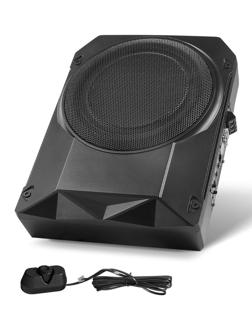 10" 400W Underseat Car Subwoofer, Slim Powered Car Subwoofers Under the Seat, Low Profile Audio Sub Built-in Amplifier, High/Low Level Input & Volume Controller for SUVs, Car, Truck, RV