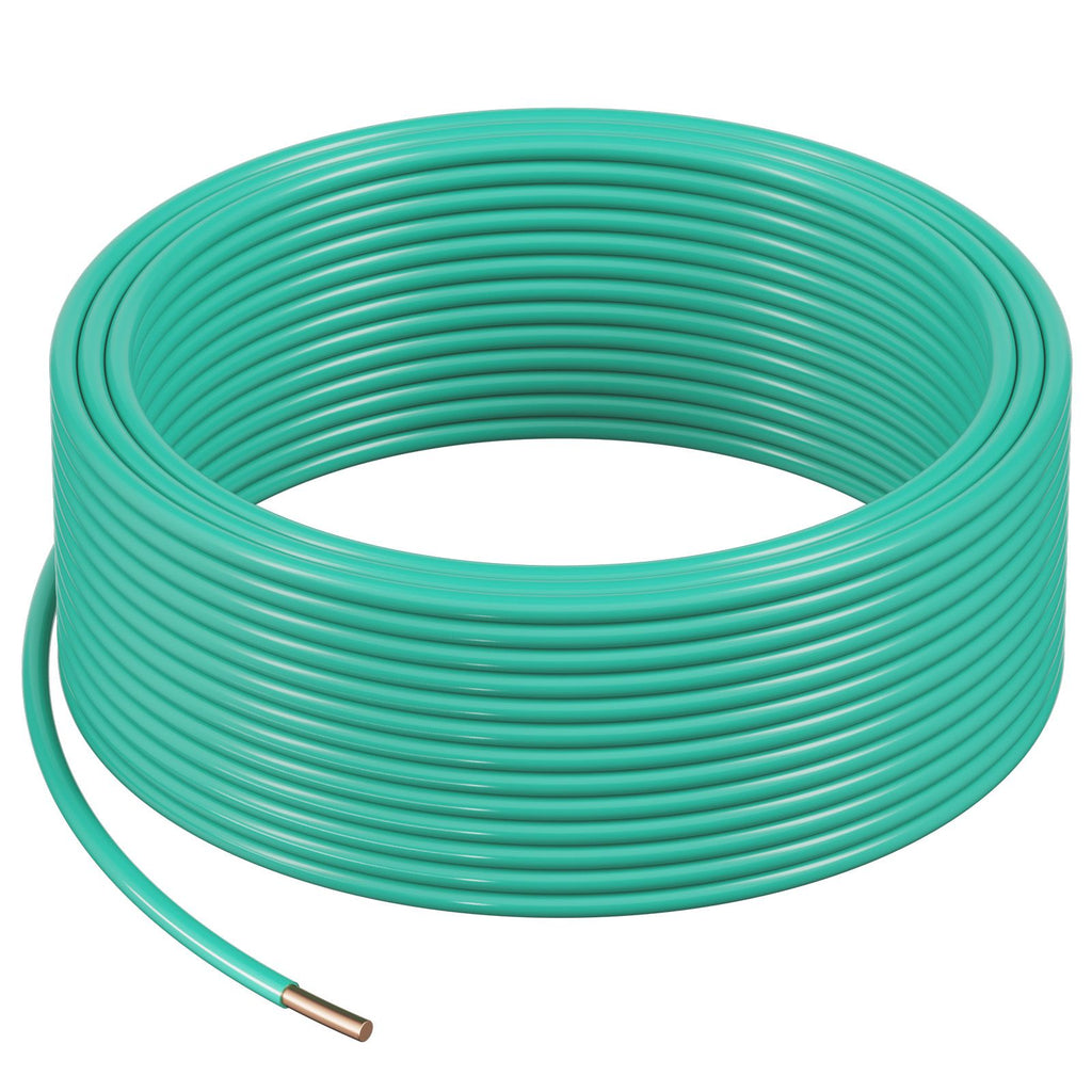 10 AWG Solid THHN Wire, 100% OFC Copper Electrical Building Wire with Nylon Jacket PVC Insulation, Rated for Up to 600 Volts, Heavy-Duty for Residential, Industrial, Commercial, Green (50 Feet)