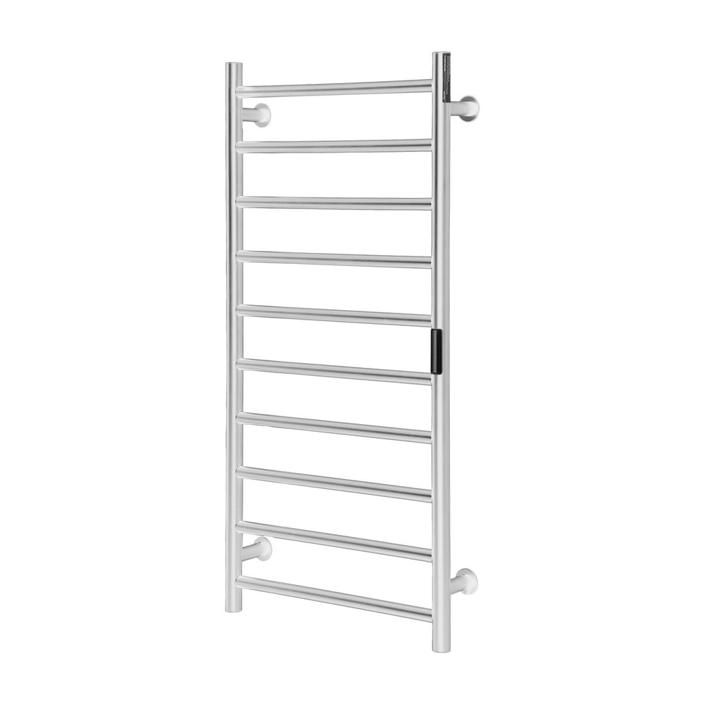 10 Bars Towel Warmer Rack, Wall Mounted Heated Towel Rack for Bathroom, IPX5 Waterpoof Towel Heater Rack with Timer & LED Display Screen, 5 Levels Adjustable Temperature Towel Heater, Silver