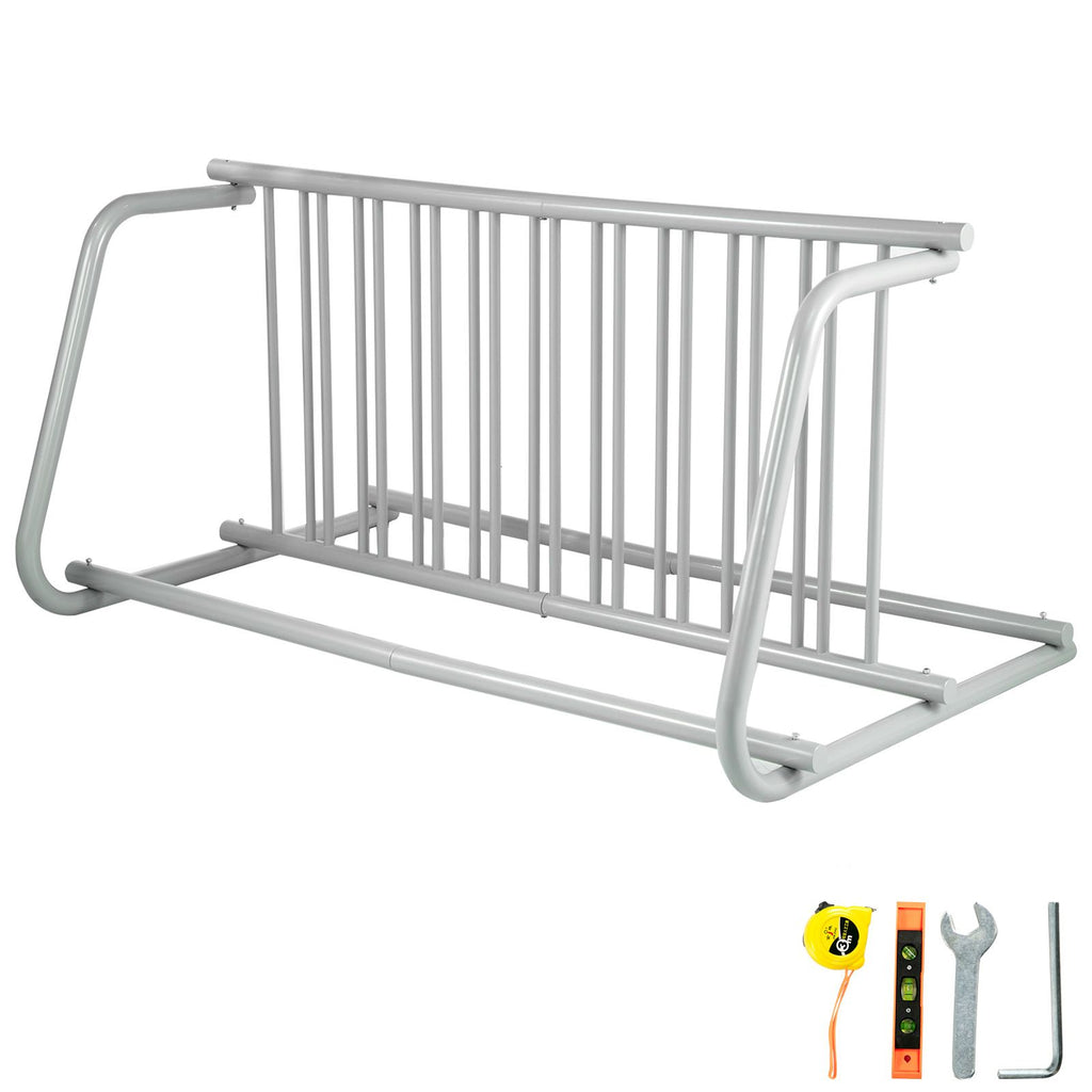 10 Holders Floor Bike Rack, 59\" Length All-Steel Grid Bike Rack, 10-Bike Capacity Dual-Side Storage Stand for Garages Streets Yards Bike Events