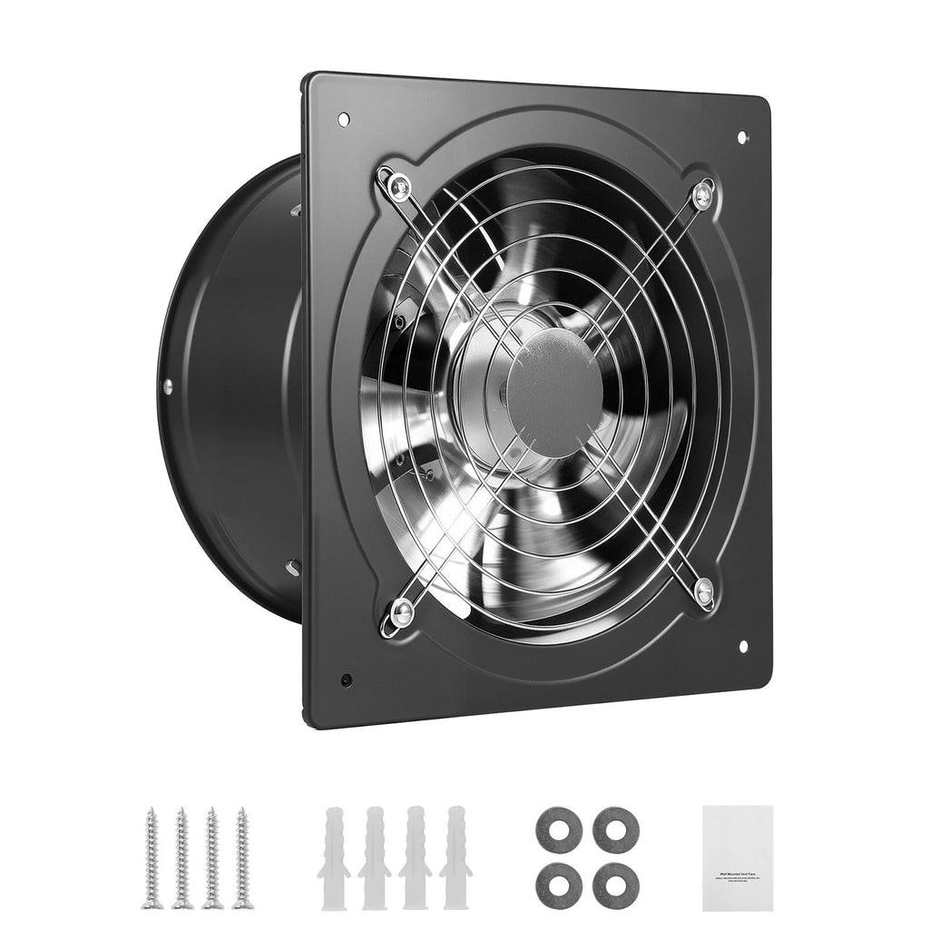 10 Inch Exhaust Fan, 988 CFM High Velocity Wall Mount Vent Fan with On/Off Control, Low Consumption, Portable Ventilation Extractor for Attic,Garage,Basement,Workshop,Kitchen, Chicken Coop,Black