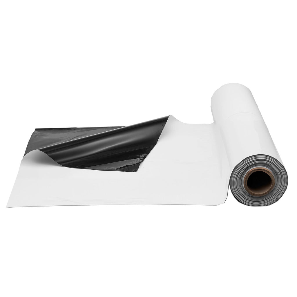 10 Mil Plastic Sheeting Heavy Duty 10' x 100', Thick Plastic Sheeting Roll, Plastic Drop Cloth Painters Tarp Covering for Crawl Space Vapor Barrier, Black and White Double-Sided, Multi-Purpose