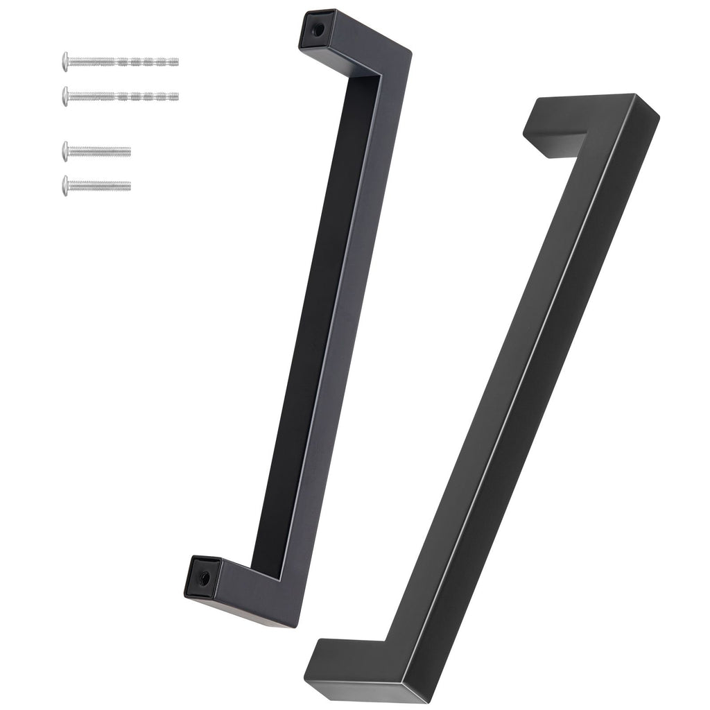 10 Pack Cabinet Pulls, 6.3in / 160mm Center to Center Slim Square Kitchen Cabinet Drawer, Stainless Steel Modern Kitchen Cupboard Door Handles for Kitchen Bathroom Bar Hardware Matte Black