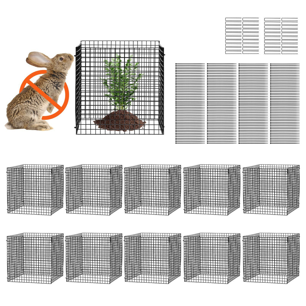 10 Pack Plant Protector from Animals, 12'' x 12'' Chicken Wire Plant Protector, Plant Cages for Outdoor Plants, Flowers & Vegetables, Keeps Bunny Chicken Squirrels Out, 40pcs Metal Mesh