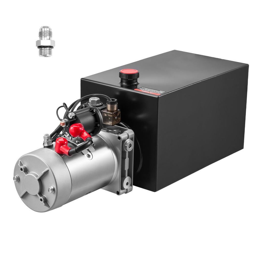 10 Quart Hydraulic Power Unit, Single Acting Dump Trailer Pump, 3200 PSI Max Relief Pressure & 0.91 GPM Flow Rate, DC 12V Hydraulic Pump with Metal Reservoir for Dump Trailer Car Lifting
