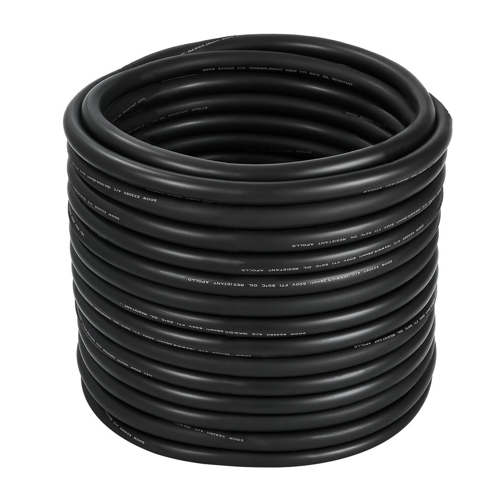 100 FT 10AWG Portable Power Cable (4 Conductor), Heavy Duty 600V SOOW Electrical Power Cable, Industrial Grade Electric Wire, Premium CPE Rubber Jacket, Copper Extension Cord for Welder Machine