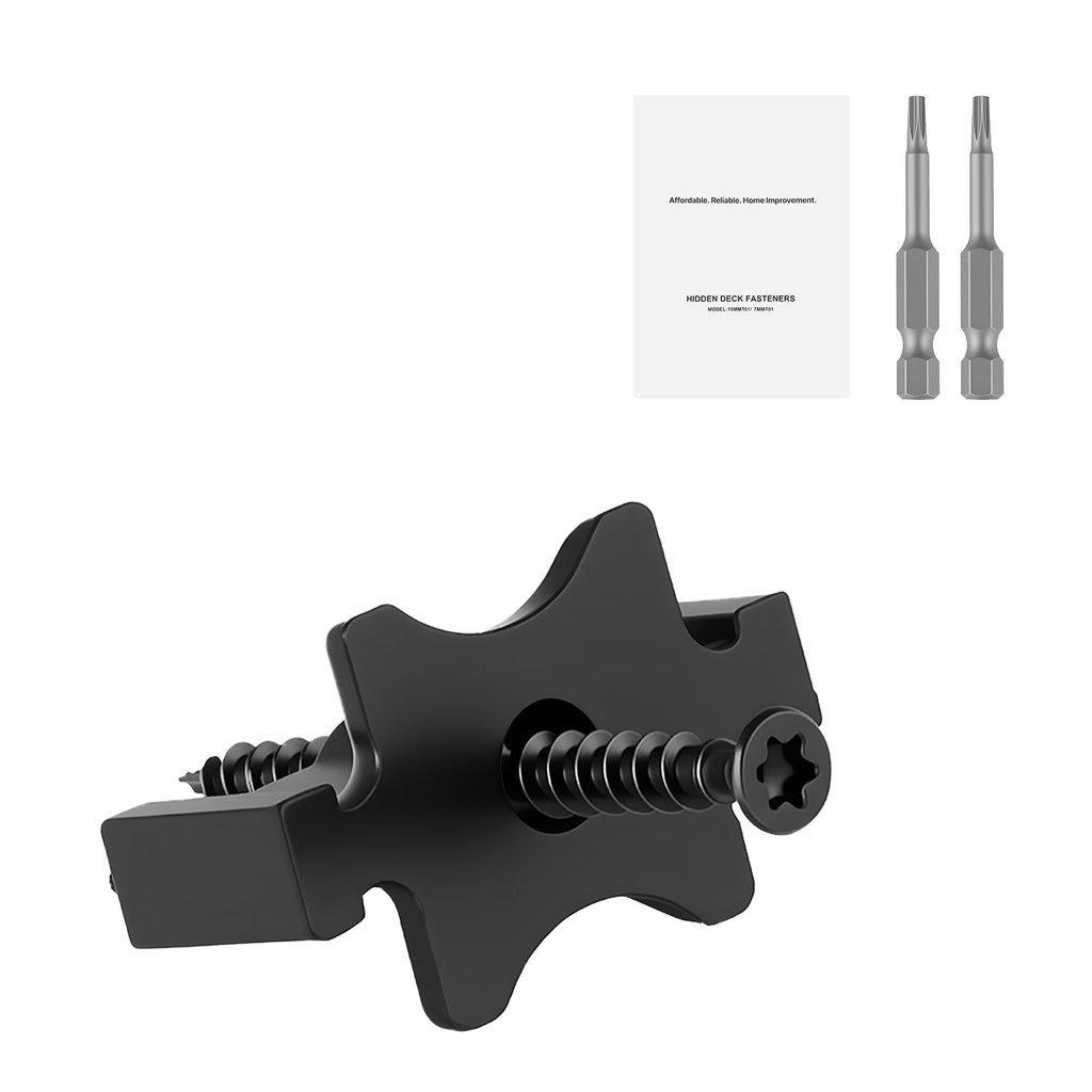 1000PCS Hidden Deck Fasteners for Composite Decking Board, Universal Composite T Clips & Plastic Hidden Fasteners with Metal Screws,Polypropylene PP Clips Works with 0.26 inch Gaps, Black