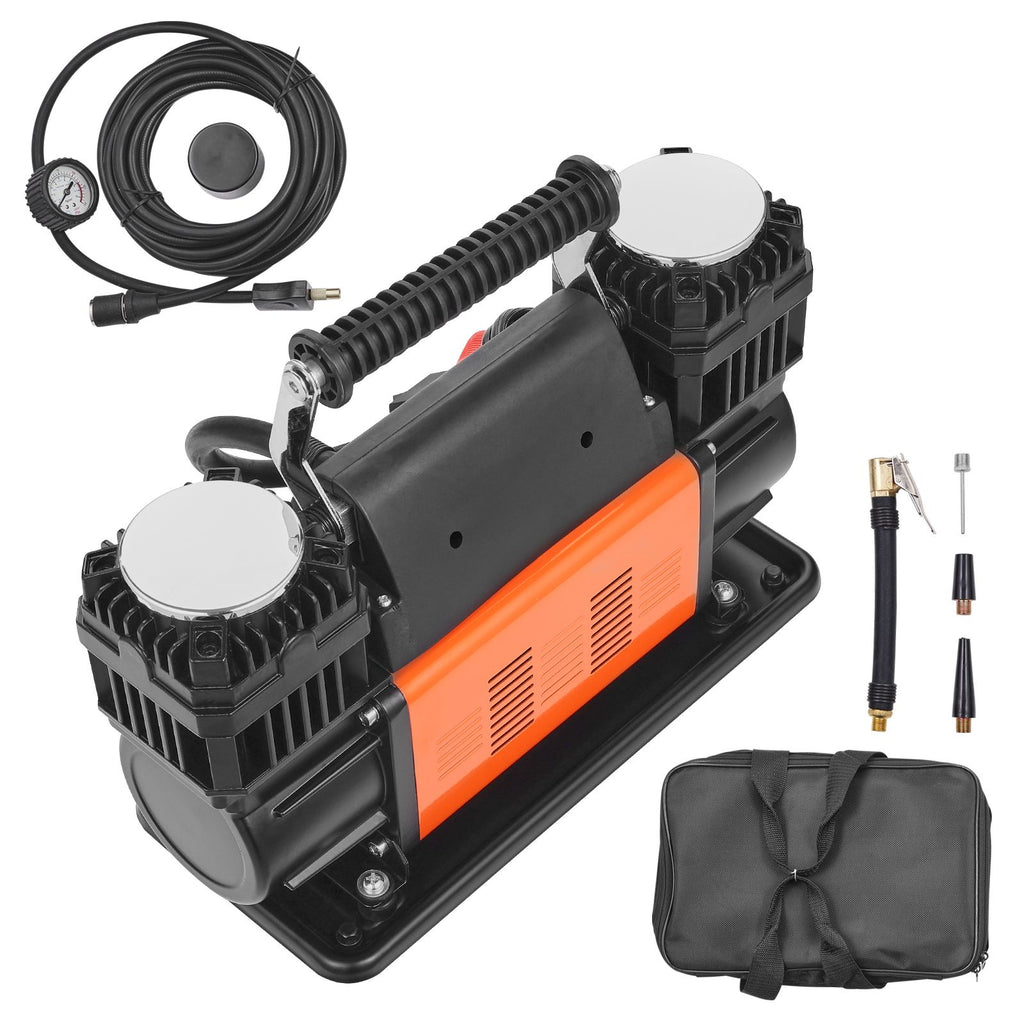 10.6 CFM Heavy Duty Air Compressor, 30s Fast Inflation | Dual-Cylinder Portable Tire Inflator, 12V 150PSI Offroad Air Pump with Adapters for Trucks Car SUV 4 x 4 Vehicle RV