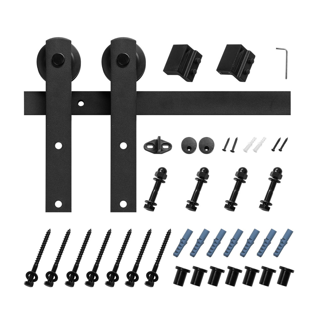 10FT Sliding Barn Door Hardware Kit, 330 LBS Weight Capacity, Compatible with 60 Inches Max Width & 1-3/8 to 1-3/4 Inches Thickness Single Sliding Barn Door, Durable Track & I-shape Roller,Black