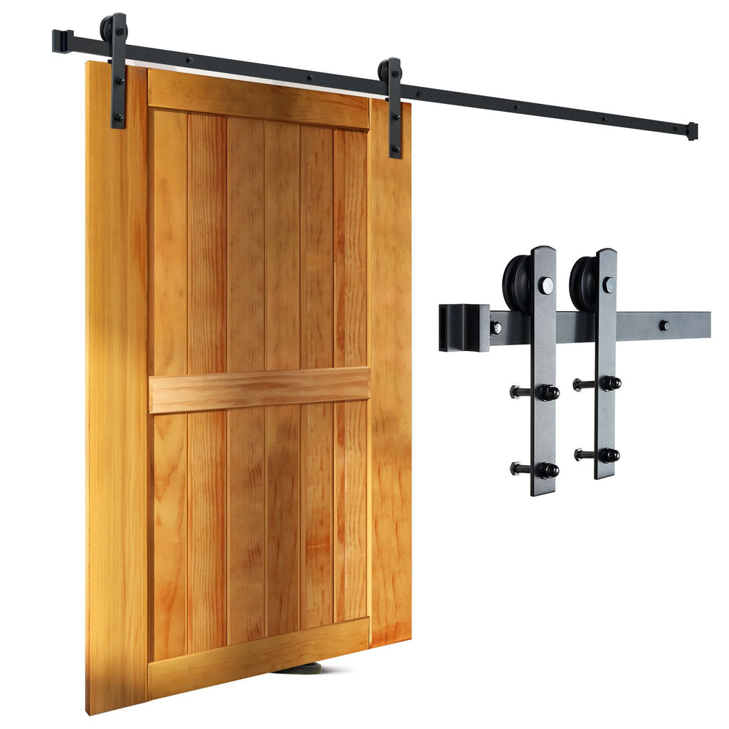 10FT Sliding Barn Door Hardware Kit, 330LBS Loading Heavy Duty Barn Door Track Kit for Single Door, Fit 4.6-5.2FT Wide and 1.3"-1.8" Thick Door Panel, with Smooth & Silent Pulley (I Shape)