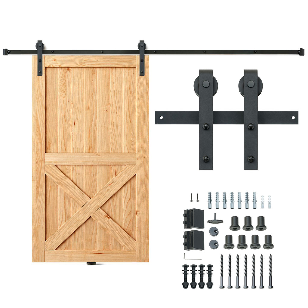10FT Sliding Barn Door Hardware Kit, 330LBS Loading Heavy Duty Barn Door Track Kit for Single Door, Fit 4.6-5.2FT Wide and 1.3"-1.8" Thick Door Panel, with Smooth & Silent Pulley (J Shape)