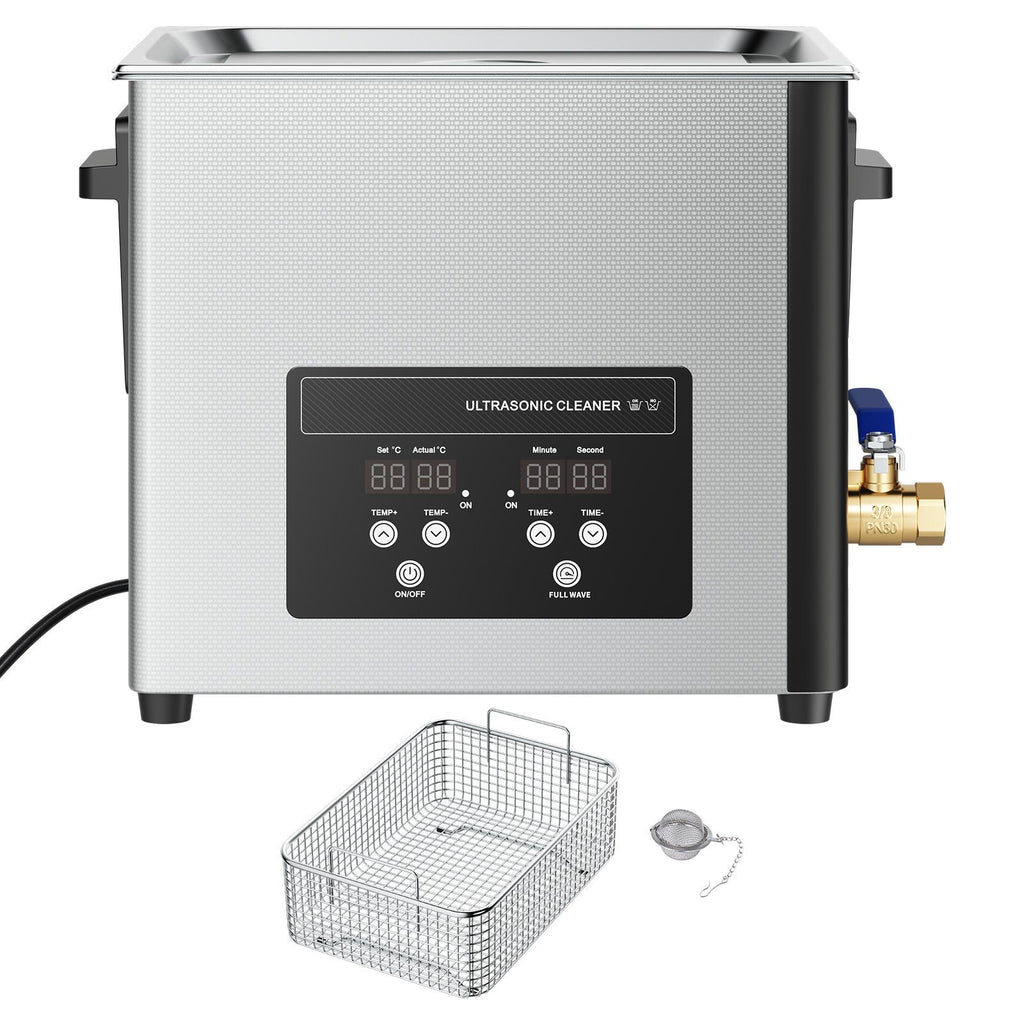 10L Ultrasonic Cleaner, Professional Ultrasonic Cleaner Machine with Cleaning Basket & Digital Display, 180W Stainless Steel 40kHz Cleaning Machine for Watches, Razors, Jewelry, Coins, and More