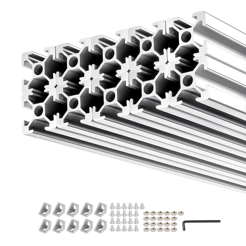 10PCS 2020 Aluminum Extrusion Profile, 48 Inch 1220 mm, T Slot European Standard Anodized Linear Rail, High-Strength Extruded Aluminum Rail, for 3D Printer Parts and CNC DIY Workbench, Silver