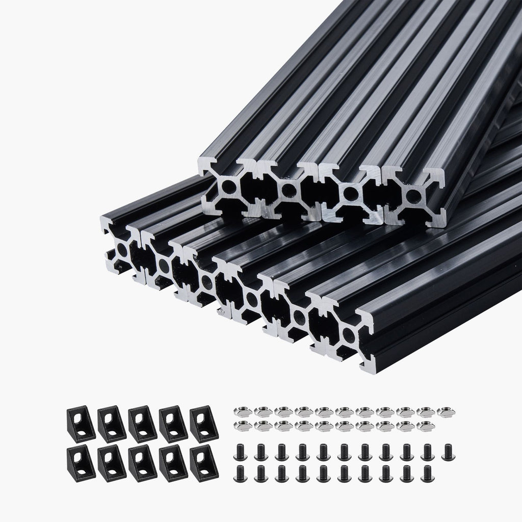 10PCS 47.2in (1200mm)T Slot 2020 Aluminum Extrusion Profile, European Standard Anodized Linear Rail, High-Strength Extruded Aluminum Rail for 3D Printer, CNC Machine DIY, Laser Engraving, Black