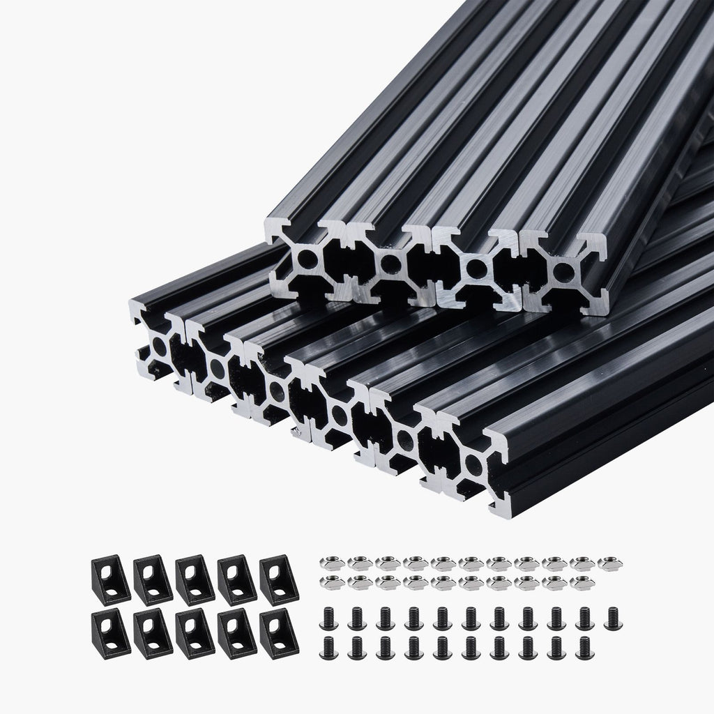 10PCS 59 in (1500 mm) T Slot 2020 Aluminum Extrusion Profile, European Standard Anodized Linear Rail, High-Strength Extruded Aluminum Rail for 3D Printer, CNC Machine DIY, Laser Engraving, Black