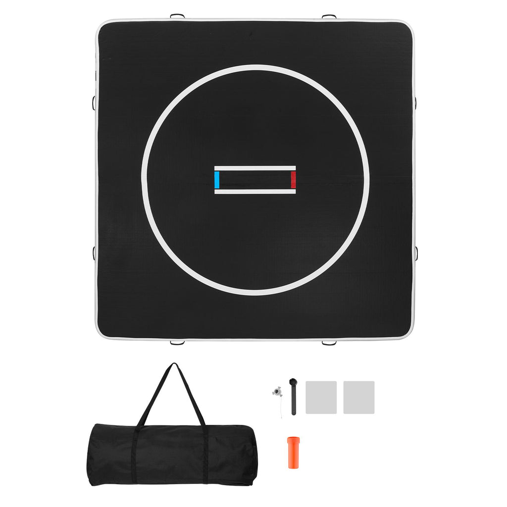 10x10 ft Wrestling Mat Inflatable, Martial Arts Thick Mat for Home Gym Exercise, PVC Foldable Training Mats with Circles and 600W Air Pump, for Gymnastics, Tatami, Jiu Jitsu BJJ MMA Judo, Black