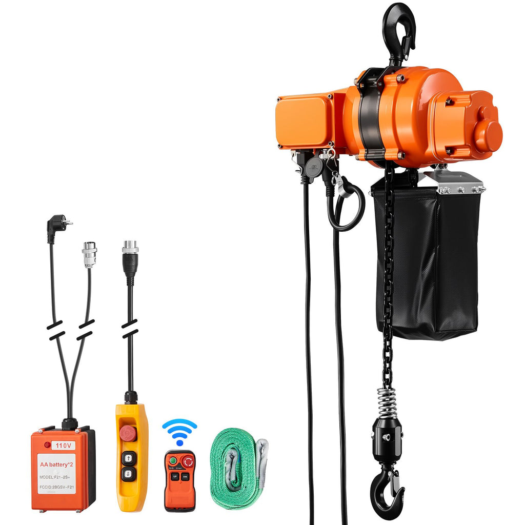1100 lbs Electric Chain Hoist, 20 ft Lifting Height, 120V Single Phase Overhead Crane with 328 ft Wireless & 15 ft Wired Remote Control, Power Electric Hoist for Factories, Warehouses, Garages