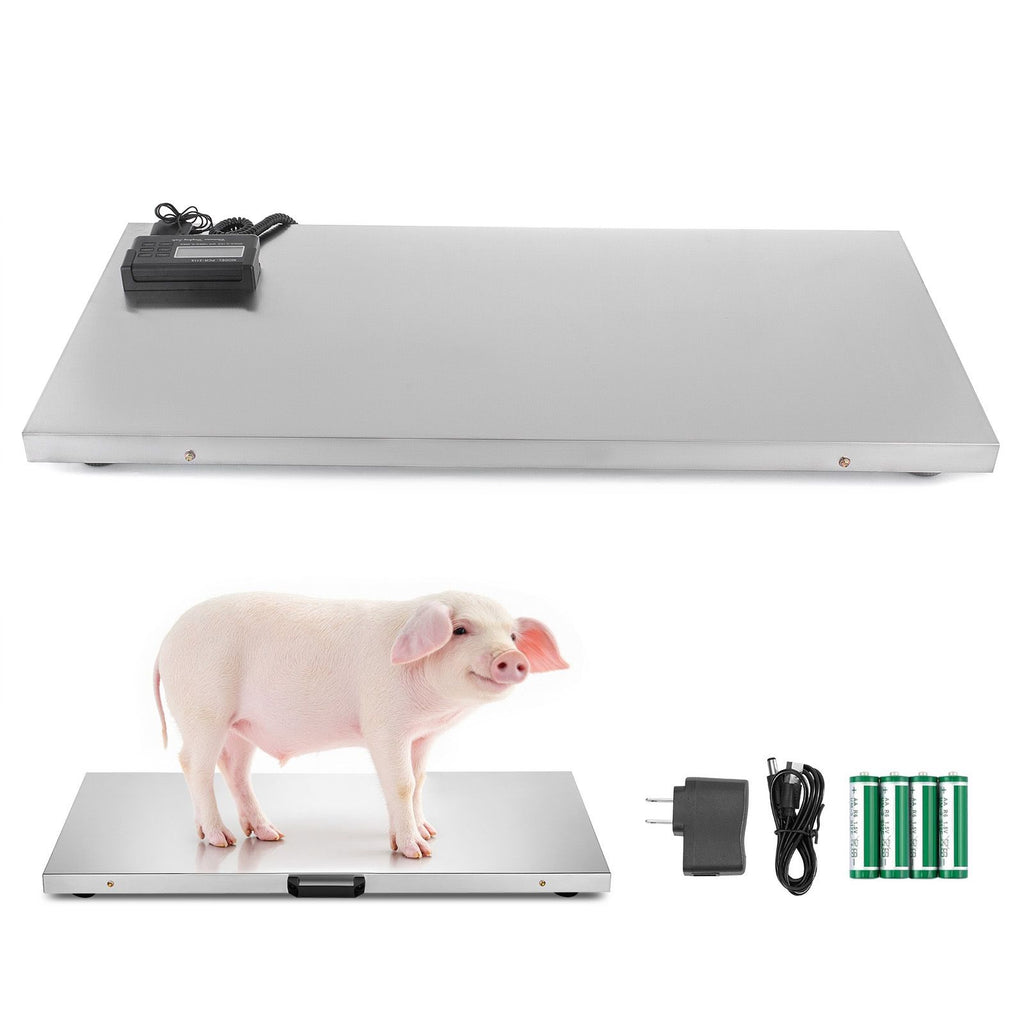 1100Lbs x 0.2Lbs Digital Livestock Scale Large Pet Vet Scale Stainless Steel Platform Electronic Postal Shipping Scale Heavy Duty Large Dog Hog Sheep Goat Pig Sheep Scale
