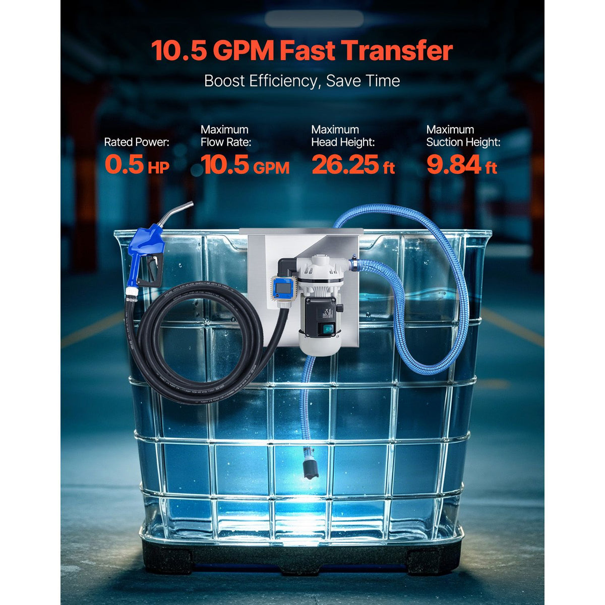 110V DEF Transfer Pump Kit, 10.5 GPM, Diaphragm Self Priming Electr ...