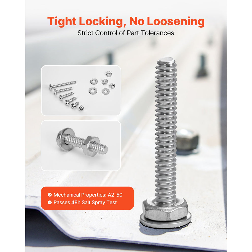 1110 Pcs Bolts and Nuts Assortment Kit, Imperial Machine Screws and Flat Washers, Stainless Steel 10-24,8-32,2-56,6-32,4-40, for Furniture /Equipment/Vehicle Assembly, Silver image 2