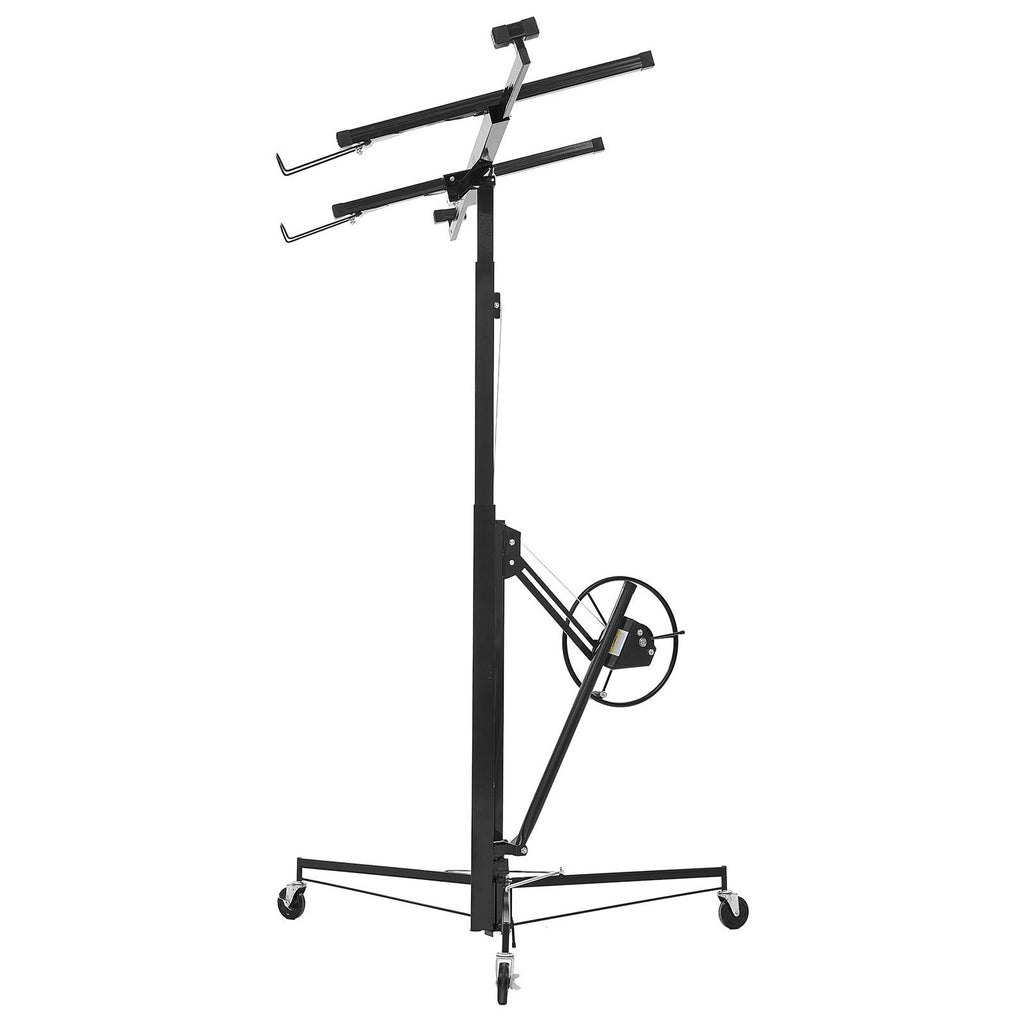 11ft Drywall Lift, Heavy-Duty 150 lbs Sheetrock Hoist with Adjustable Telescoping Arm, Lockable Wheels, Drywall Lifter Panel Jack Hoist Tools Ideal for Ceiling & Wall Installation (Black)