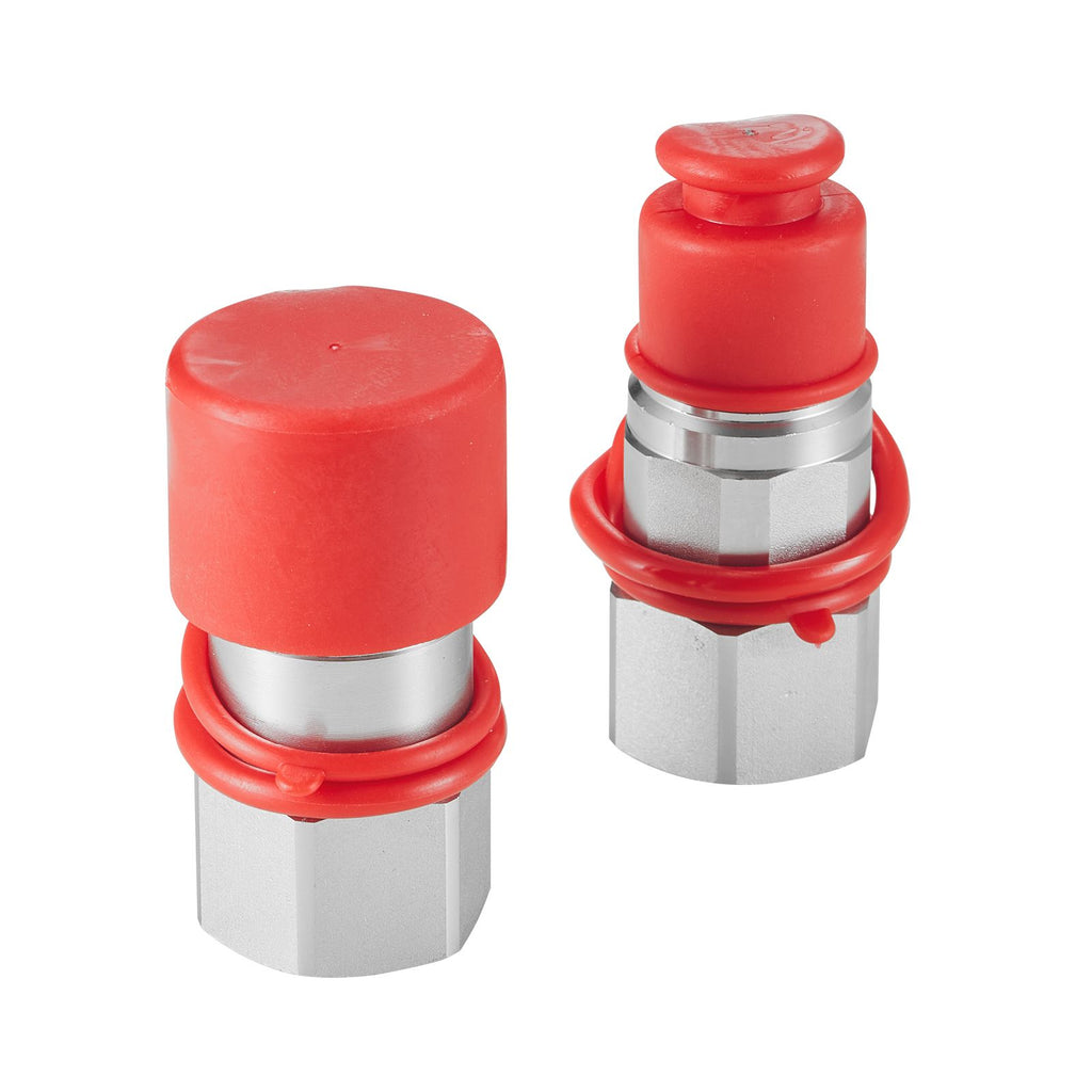1/2" Flat Face Hydraulic Couplers, 1/2" NPT Skid Steer Hydraulic Quick Connect Couplers with 2 Dust Caps (ISO16028)