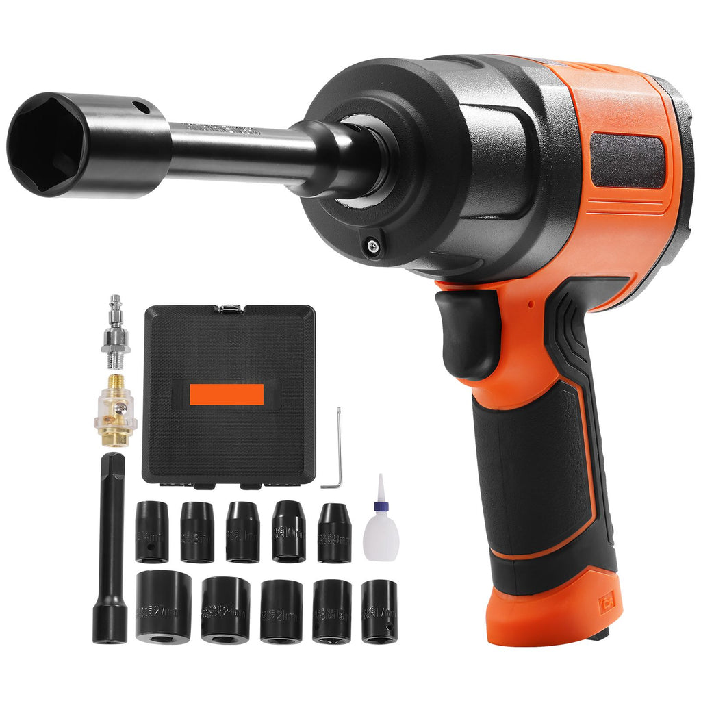 1/2-Inch Air Impact Wrench, High Torque Up to 1400 ft-lbs, Lightweight 4.6 lb Design Pneumatic Impact Gun with 11-PCS 1/2-Inch Drive CR-V Steel Impact Socket Set & Carrying Case