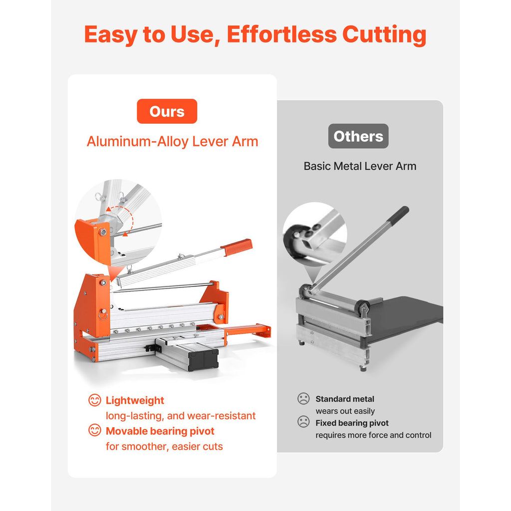 12 inch Vinyl Floor Cutter, 12mm Thick Laminate Flooring Cutter with Upgraded Labor-Saving Aluminum-Alloy Lever, Telescoping Support Plate, Cuts Certain Engineered Wood, LVT, VCT, SPC, LVP, WPC image 2