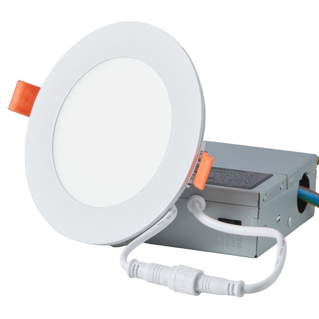 12 Pack 4 Inch LED Recessed Ceiling Light, 5CCT, Ultra-Thin Canless Wafer Downlight with Junction Box, 2700K/3000K/3500K/4000K/5000K Selectable, 800 LM High Brightness 9W 120V, for Home Lighting