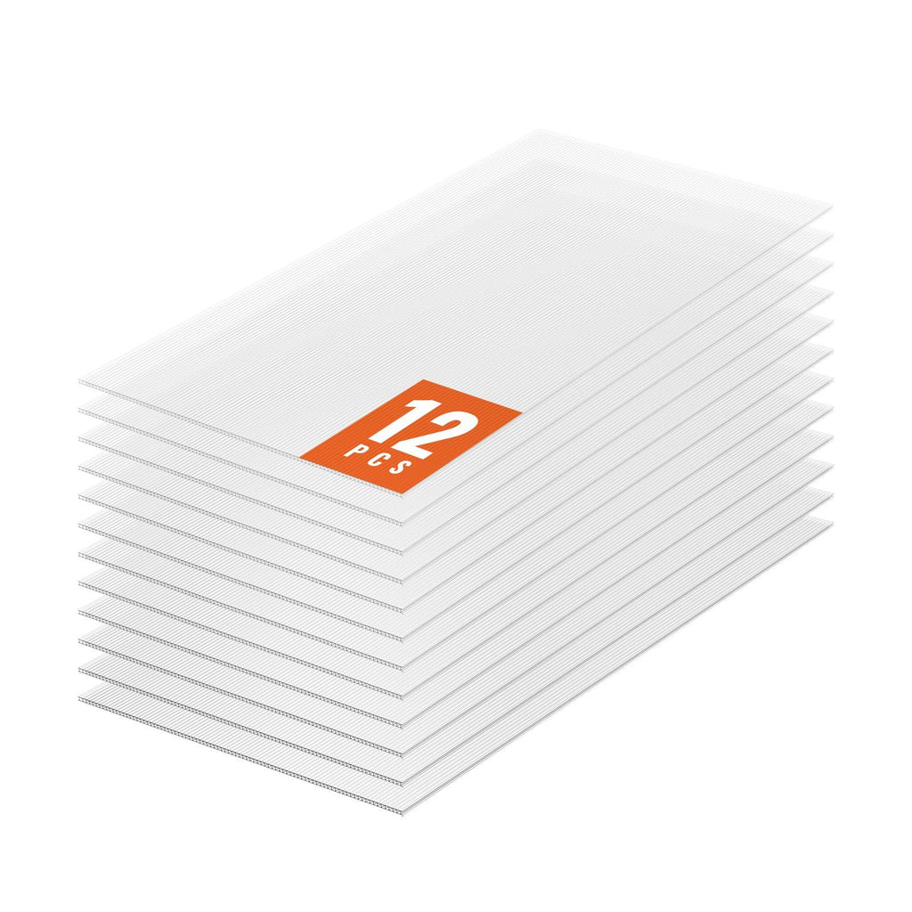 12 Pack Polycarbonate Greenhouse Panels, 2' X 4' X 0.24'' Roof Panels Sheets, Waterproof UV Protected Corrugated Plastic Roofing, Impact Resistance Clear Roofing Sheets for Greenhouse/Garden