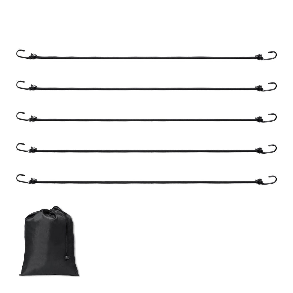 12 Piece Bungee Cords with A3 Steel Hooks, 32 Inch Heavy Duty Bungee Straps, 8 mm Elastic Bungee Ropes Set for Camping, Tarps, Motorcycle, Truck and Tent, Black