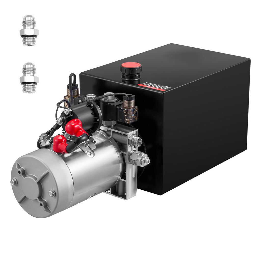 12 Quart Hydraulic Power Unit, Double Acting Dump Trailer Pump, 3200 PSI Max Relief Pressure & 0.91 GPM Flow Rate, DC 12V Hydraulic Pump with Metal Reservoir for Dump Trailer Car Lifting