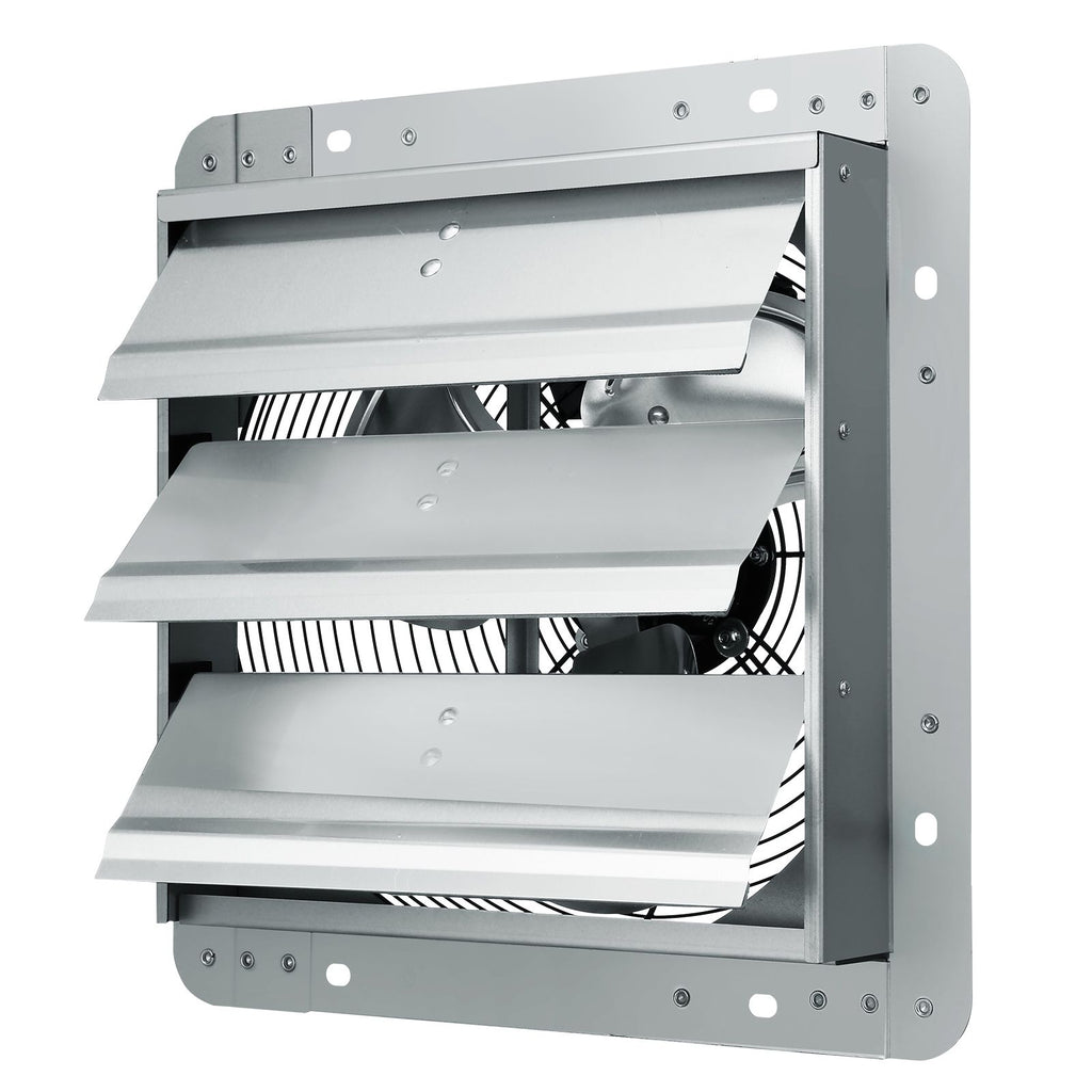 12'' Shutter Exhaust Fan, High-speed 1000 CFM, Aluminum Wall Mount Attic Fan with AC-motor, Ventilation and Cooling for Greenhouses, Garages, Sheds, Shops, FCC