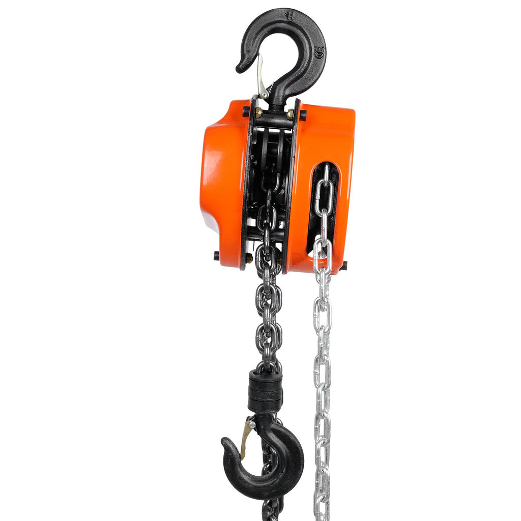 1/2 Ton/1100 LBS Hand Chain Hoist 10 FT Come Along, 1100 lbs Capacity G80 Galvanized Carbon Steel with Double-Pawl Brake, Auto Chain Leading & 360° Rotation Hook, for Garage Factory Dock