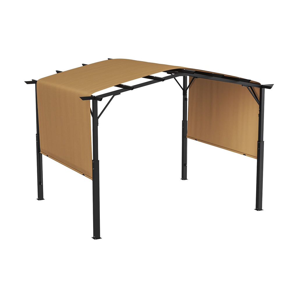 12 x 10 ft Outdoor Pergola, Arched Top Metal Pergola, Retractable Pergola with Sun Shade Canopy, Large Patio Shelter Pavilion, Heavy Duty Garden Pergola for Deck Backyard Porch Poolside