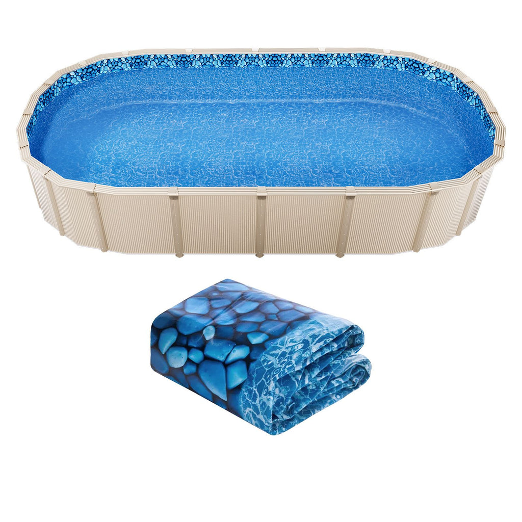 12 x 24 ft Oval Pool Liner, Overlap Style Above Ground Pool Liners, 48-to-54inch Wall Height, Durable Pool Liner, Standard Gauge Vinyl, for Steel Sided Above-Ground Swimming Pools