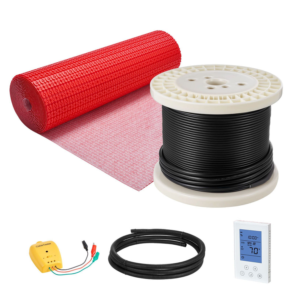 120 sqft Floor Heating Mat System, 120V Electric Radiant Heated Floor System, with Decoupling Membrane & Smart Control Thermostat & Alarm, Easy Installation for Tile, Stone, Vinyl